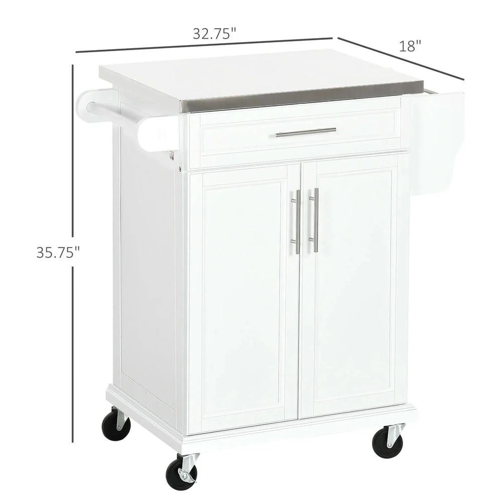 Kitchen Island Cart Stainless Steel Countertop With Drawer & Towel Rack Media 7
