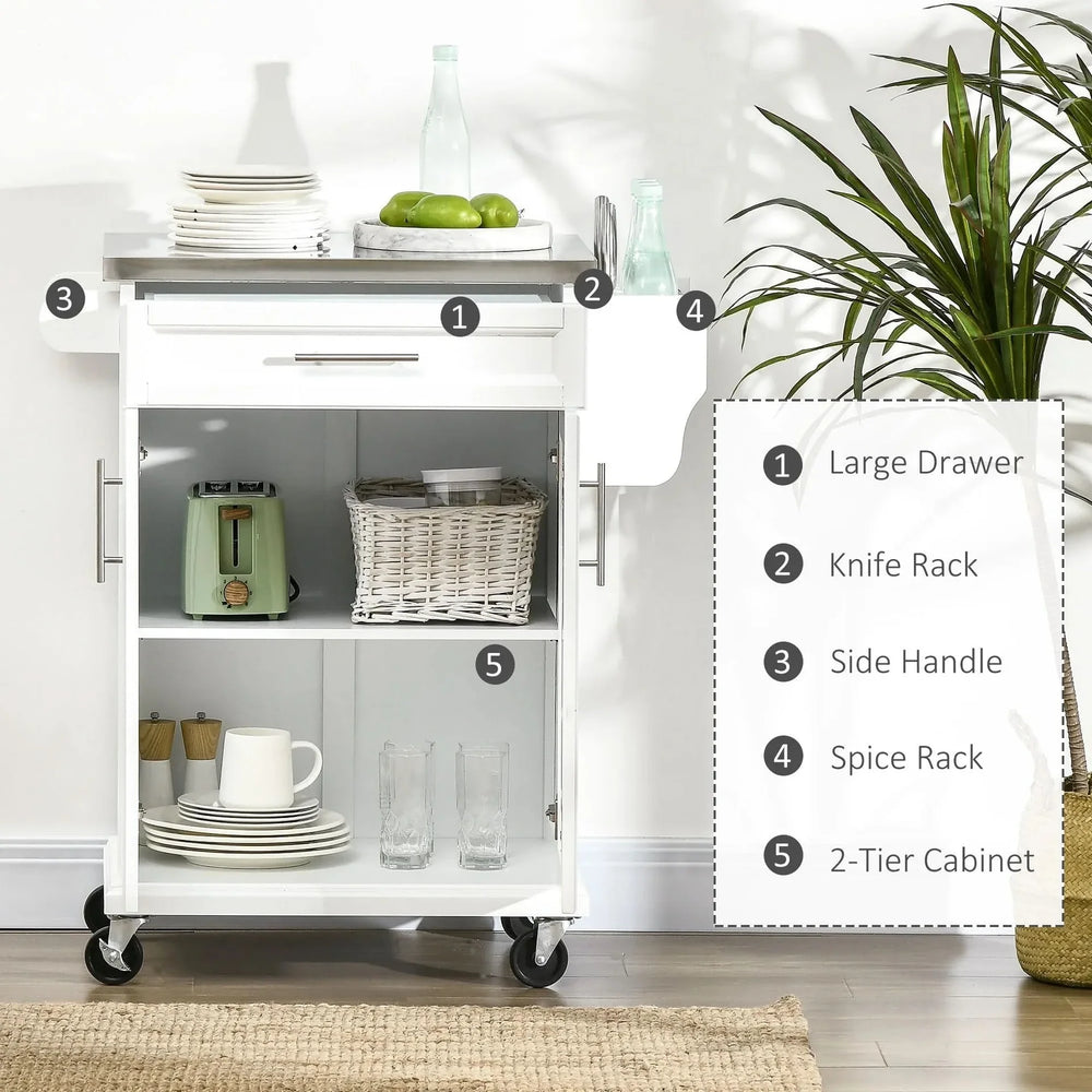 Kitchen Island Cart Stainless Steel Countertop With Drawer & Towel Rack Media 6