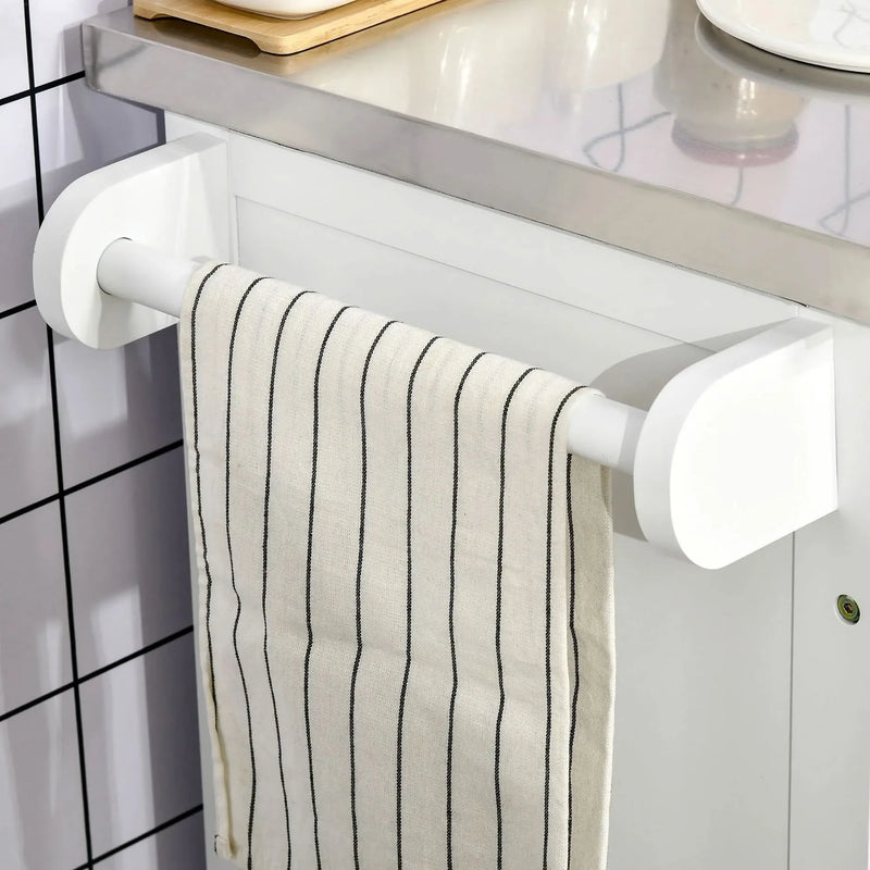 Kitchen Island Cart Stainless Steel Countertop With Drawer & Towel Rack
