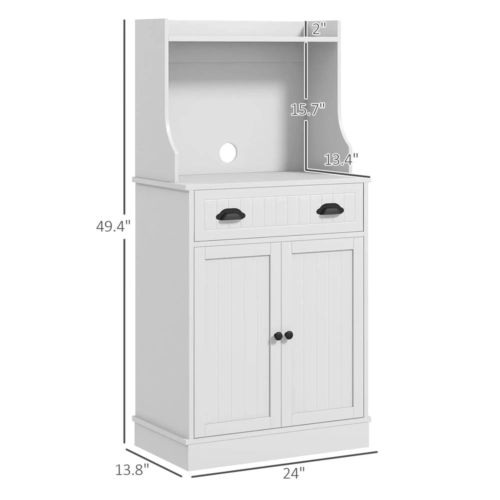 Microwave Cabinet With Storage Drawer & Double Doors Hutch White Cabinet Media 7