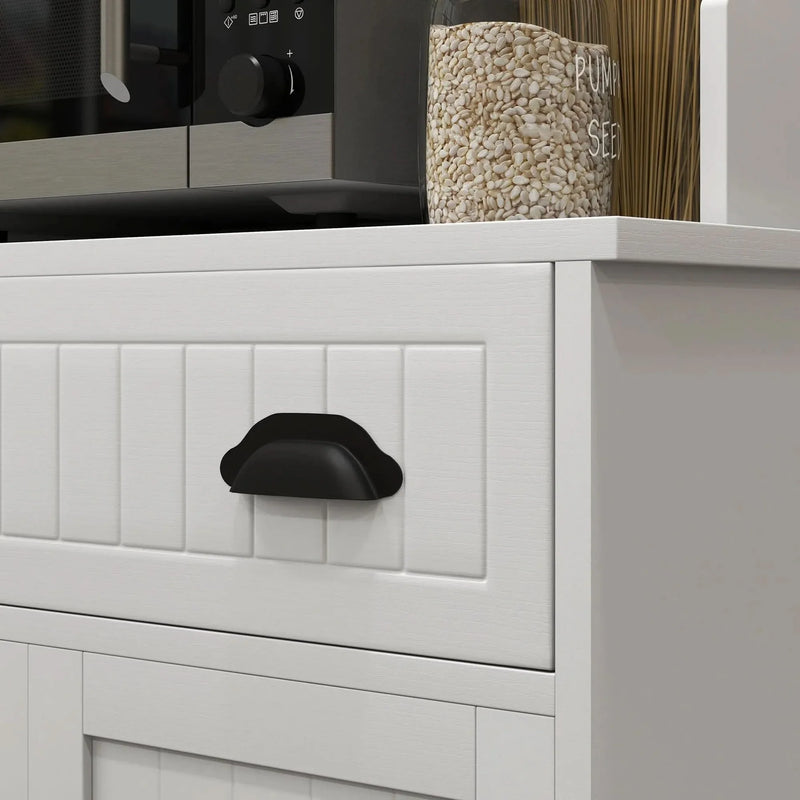 Microwave Cabinet With Storage Drawer & Double Doors Hutch White Cabinet