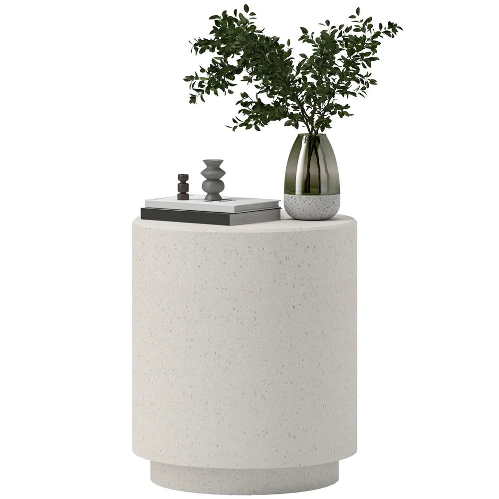 Round Side Table Terrazzo Finish & Lightweight End Table With Adjustable Feet Media 1