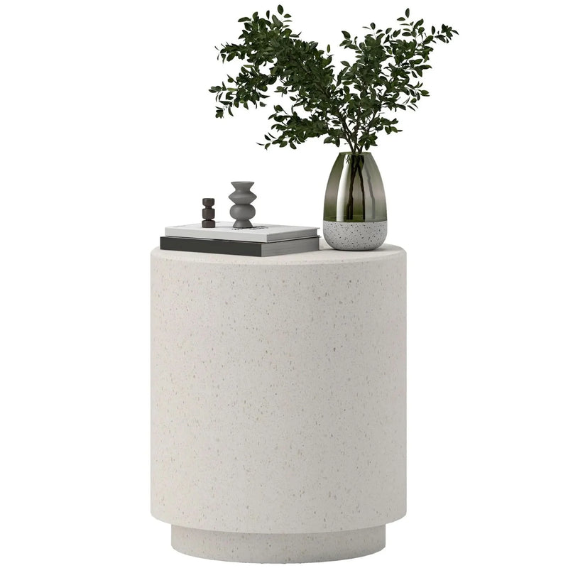 Round Side Table Terrazzo Finish & Lightweight End Table With Adjustable Feet