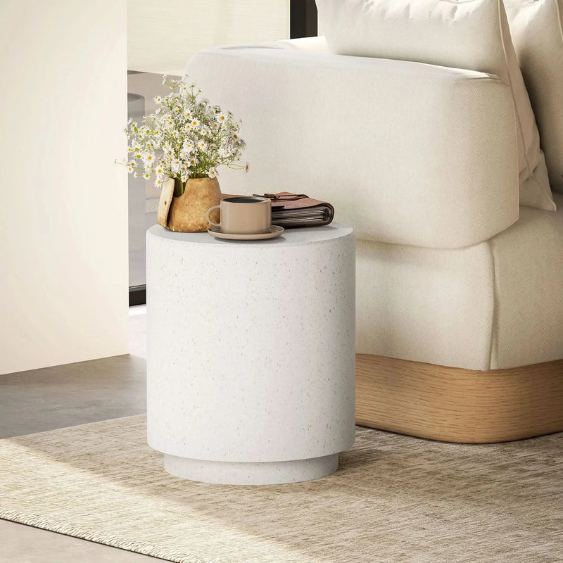 Round Side Table Terrazzo Finish & Lightweight End Table With Adjustable Feet