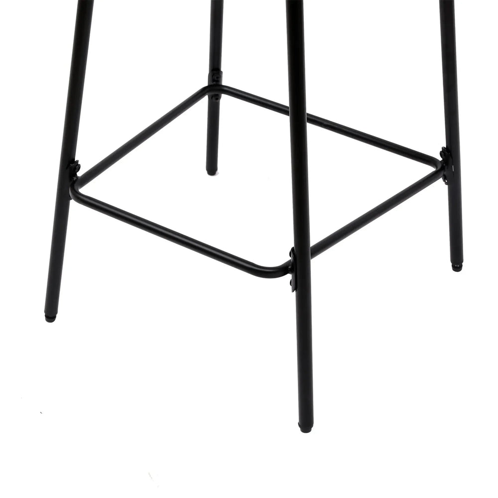 Bar Stools Paper Rope With Back Round Seat Footrest Set of 2 Black & Honey Media 13