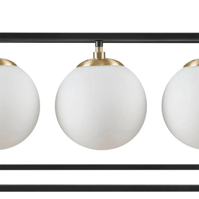 Chandelier 6 Light Linear Frosted Glass Globe Fixture Industrial Style