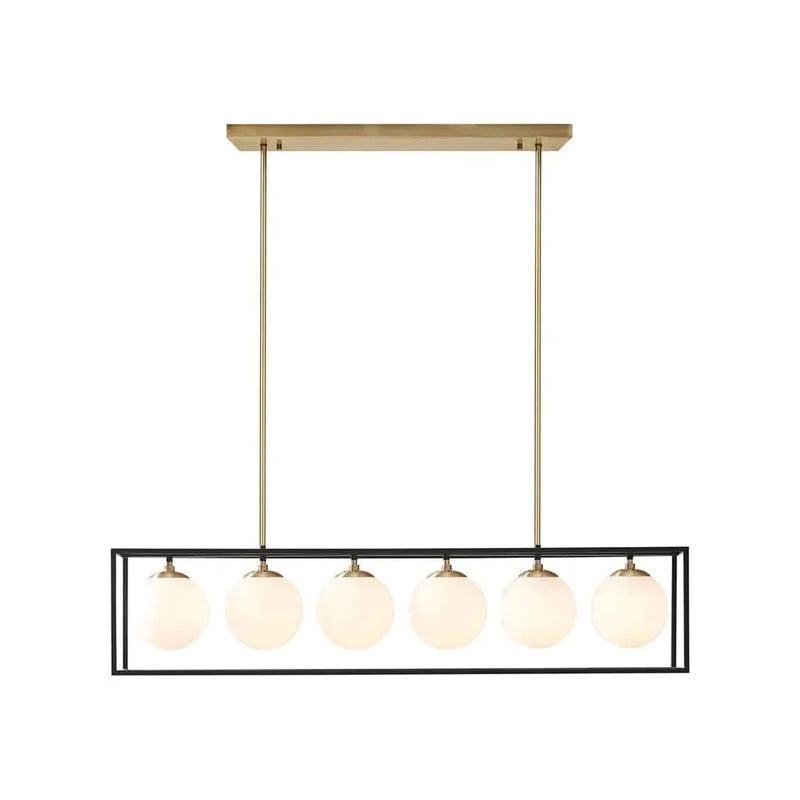 Chandelier 6 Light Linear Frosted Glass Globe Fixture Industrial Style