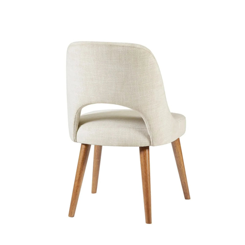 Dining Chair Set of 2 in Tan Upholstered Fabric with Wood Frame Modern