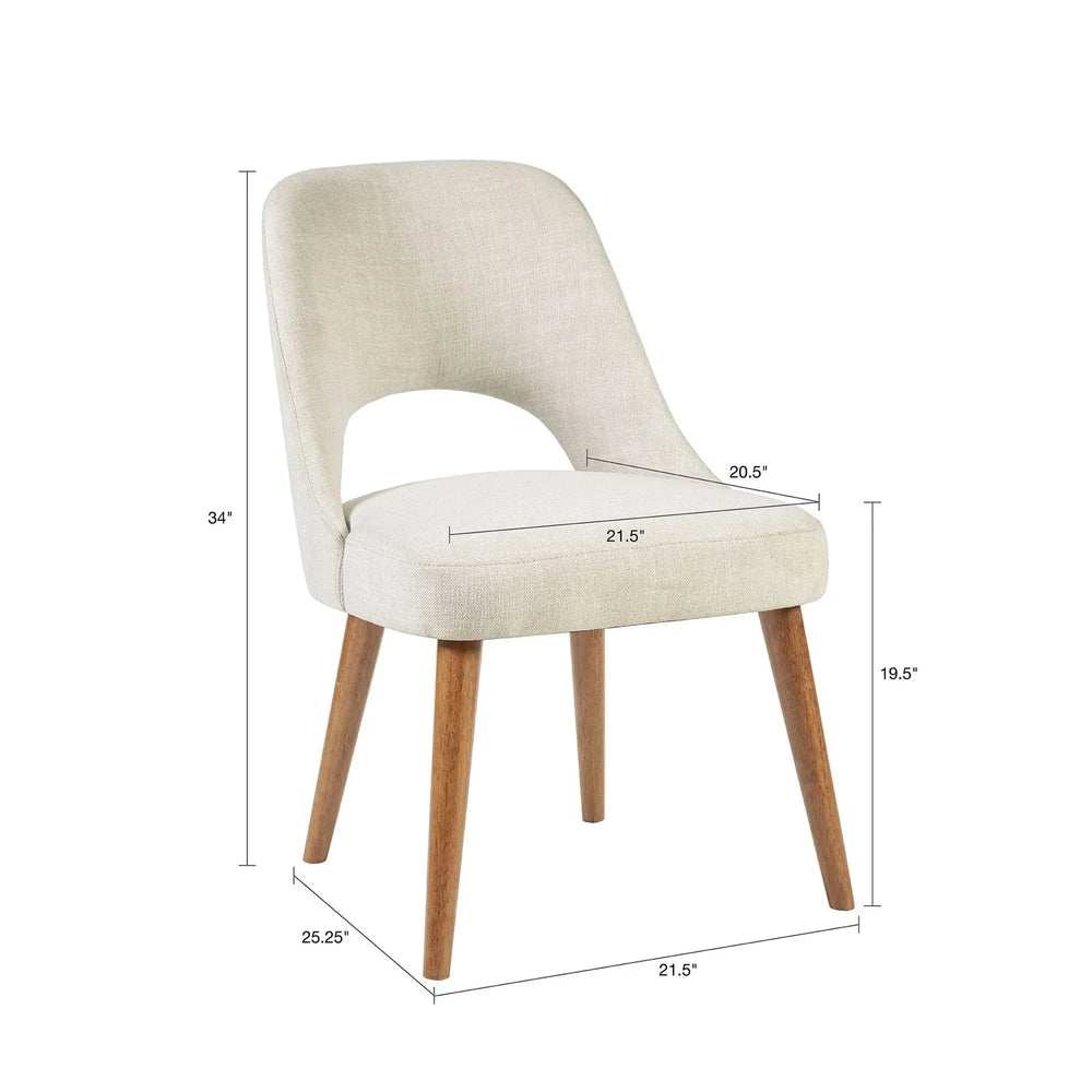 Dining Chair Set of 2 in Tan Upholstered Fabric with Wood Frame Modern Media 3