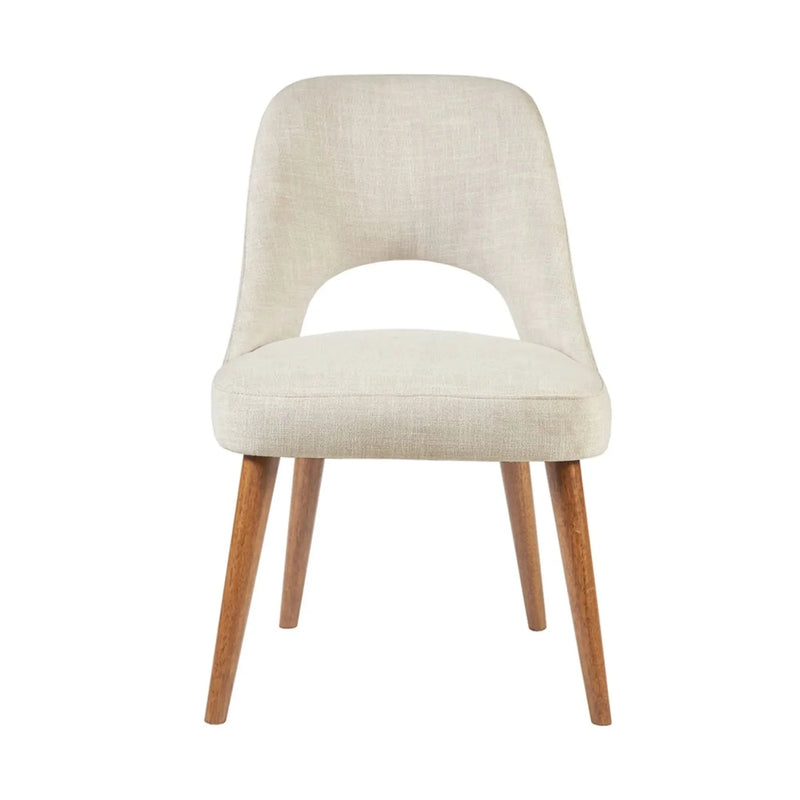 Dining Chair Set of 2 in Tan Upholstered Fabric with Wood Frame Modern