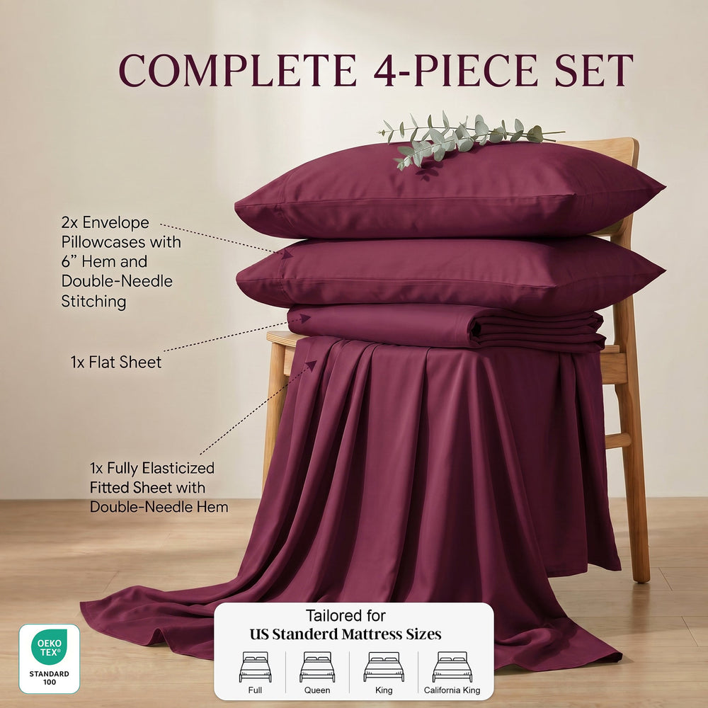 TENCEL Lyocell Sheet Set 4-Piece Moisture-Wicking All-Season Sleep Media 98