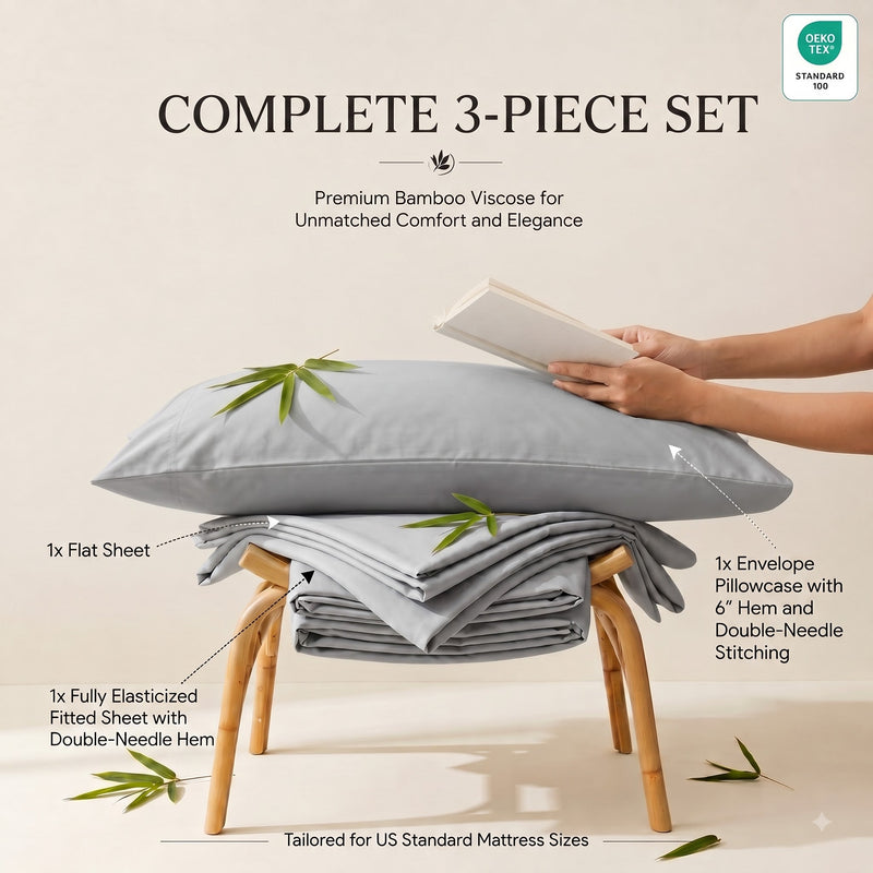 Bamboo Sheet Set Organic Bamboo & Oeko-Tex Certified Soft Sleep Comfort