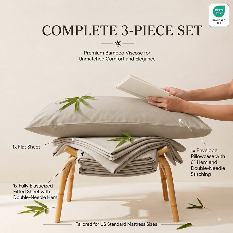 Bamboo Sheet Set Organic Bamboo & Oeko-Tex Certified Soft Sleep Comfort