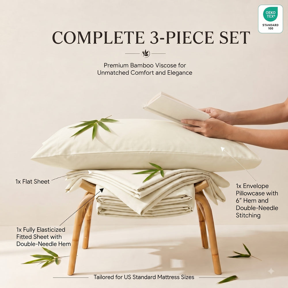 Bamboo Sheet Set Organic Bamboo & Oeko-Tex Certified Soft Sleep Comfort