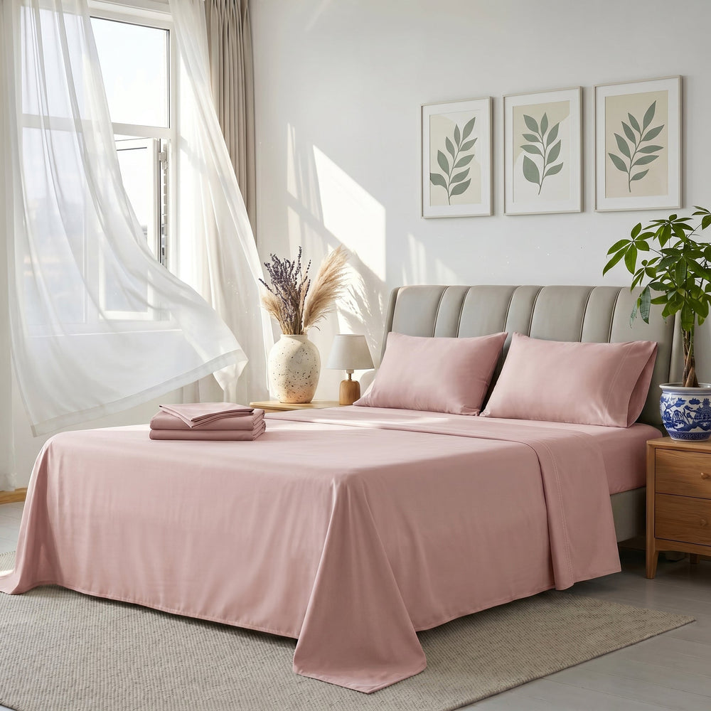 TENCEL Lyocell Sheet Set 4-Piece Moisture-Wicking All-Season Sleep Media 127