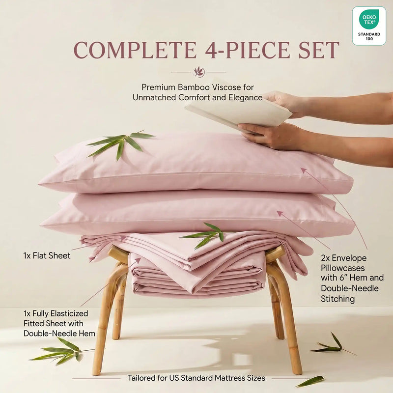 Bamboo Sheet Set Organic Bamboo & Oeko-Tex Certified Soft Sleep Comfort