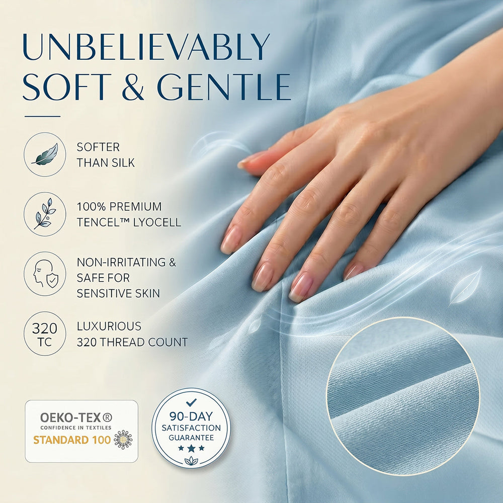 TENCEL Lyocell Sheet Set 4-Piece Moisture-Wicking All-Season Sleep Media 172