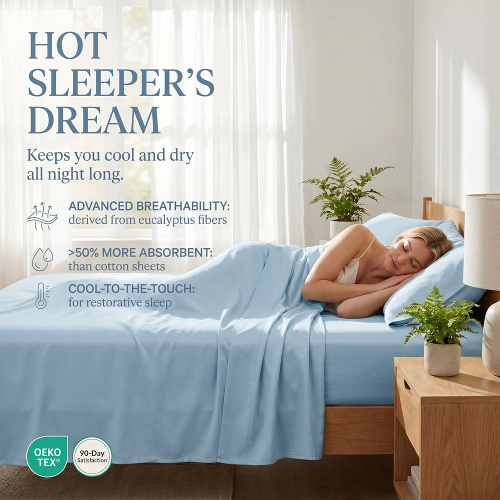 TENCEL Lyocell Sheet Set 4-Piece Moisture-Wicking All-Season Sleep Media 184