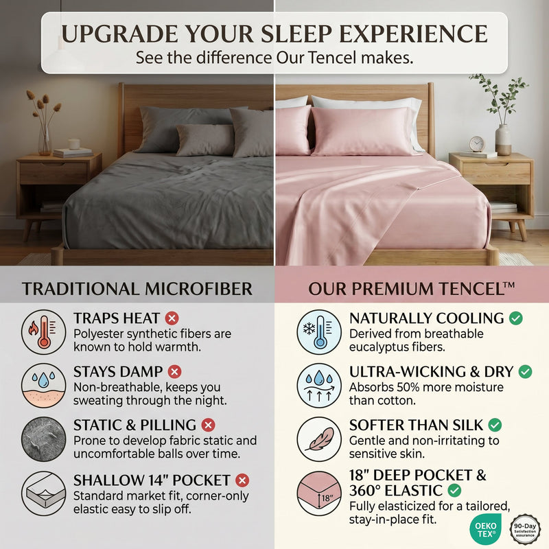 TENCEL Lyocell Sheet Set 4-Piece Moisture-Wicking All-Season Sleep