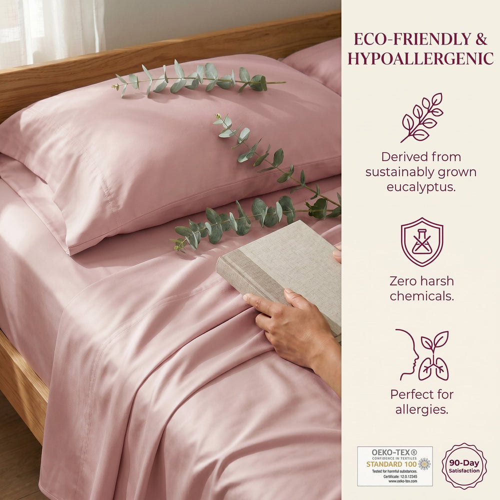 TENCEL Lyocell Sheet Set 4-Piece Moisture-Wicking All-Season Sleep Media 131