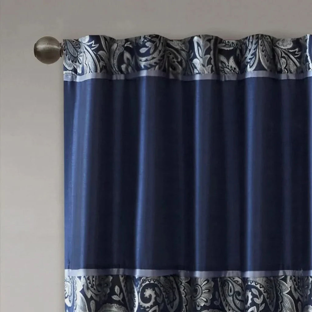 Jacquard Curtain Panels Polyester Multicolor Pair Faux Silk Sheen Media 3