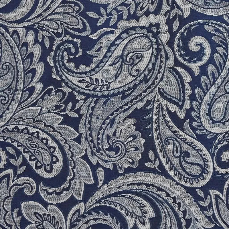 Jacquard Curtain Panel Pair Navy Polyester Light Sheen Window Panels