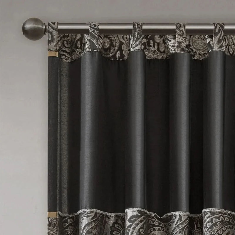 Jacquard Curtain Panels & Polyester Faux Silk Light Sheen Set 2 Pack