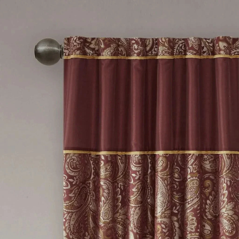 Jacquard Curtain Panels Polyester Paisley Pattern Room Darkening Panel Pair Media 9