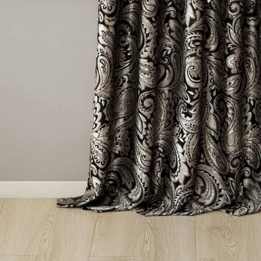 Jacquard Curtain Panels & Polyester Faux Silk Light Sheen Set 2 Pack Media 9