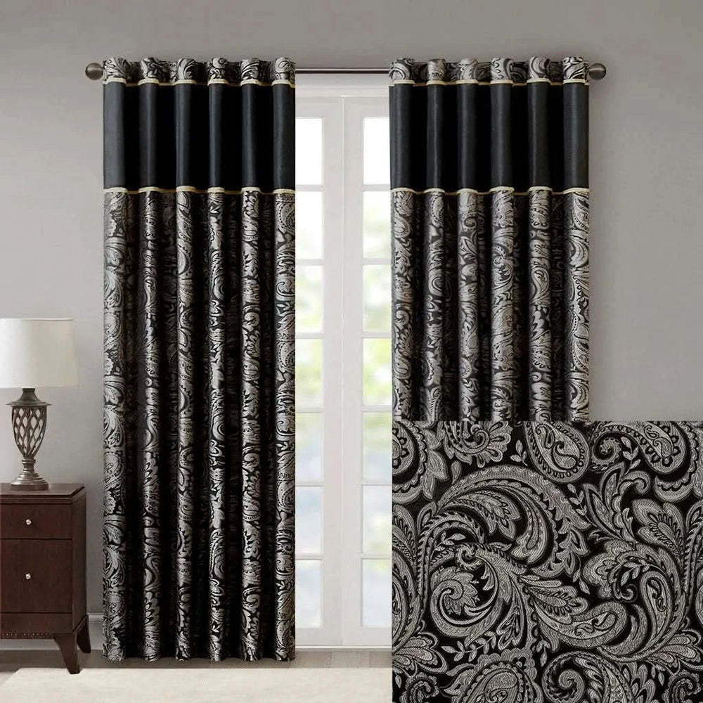 Jacquard Curtain Panels Polyester Damask Pattern For Living Room Decor Media 11