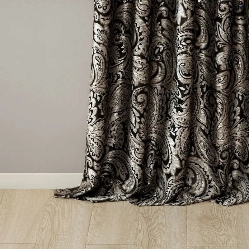 Jacquard Curtain Panels Polyester Damask Pattern For Living Room Decor