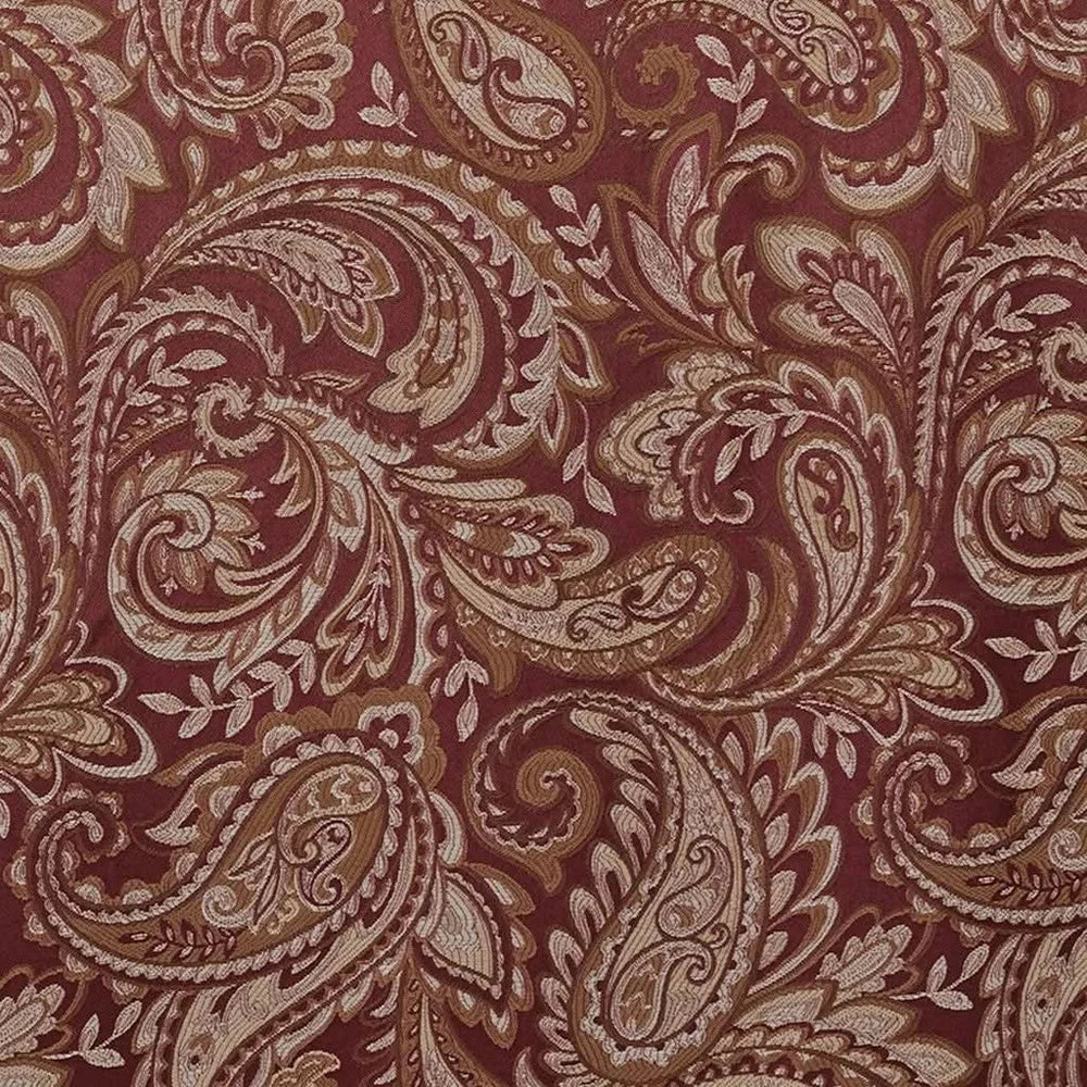 Jacquard Curtain Panels Polyester Burgundy Lustrous Pair 95x50 Inches Media 9