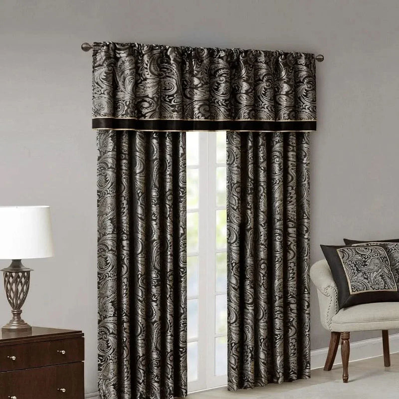 Jacquard Curtain Panels & Polyester Faux Silk Light Sheen Set 2 Pack