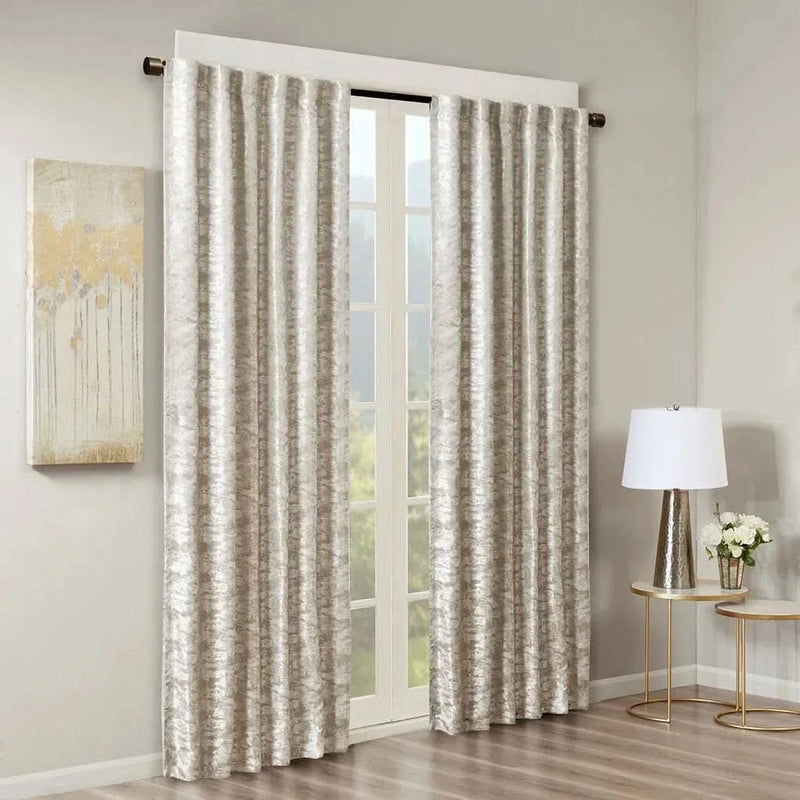 Total Blackout Curtain Panel Polyester Jacquard Lined Contemporary Grey