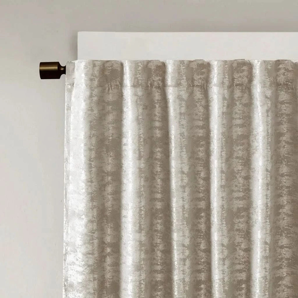 Total Blackout Curtain Panel Polyester Jacquard Lined Contemporary Grey Media 13