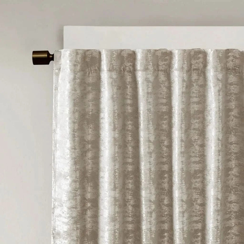 Total Blackout Curtain Panel Polyester Jacquard Lined Contemporary Grey