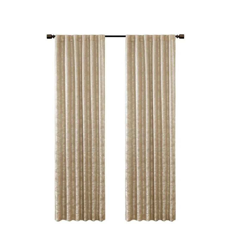 Total Blackout Curtain Panel Jacquard Lined Polyester Gold Marble Pattern