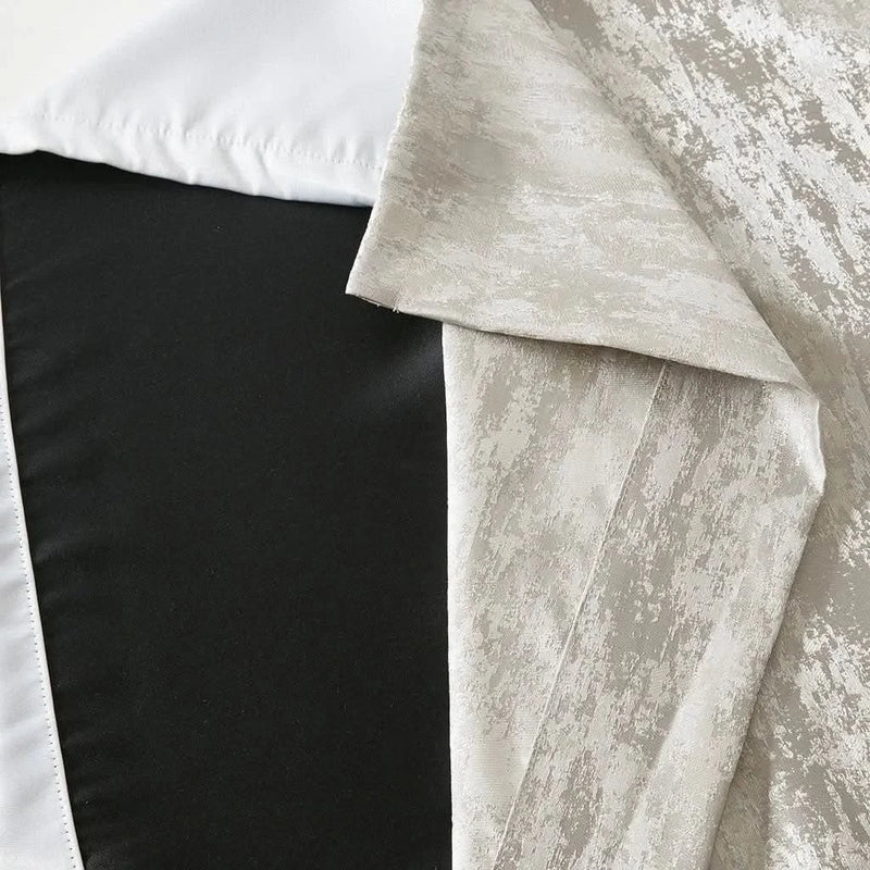 Total Blackout Curtain Panel Polyester Jacquard Lined Contemporary Grey