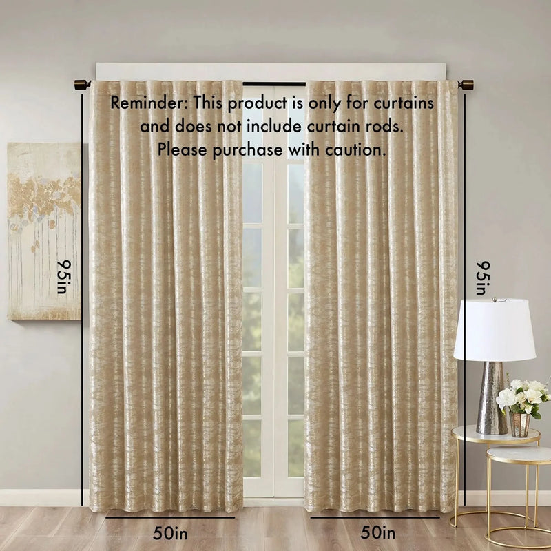 Total Blackout Curtain Panel Jacquard Lined Polyester Marble Gold