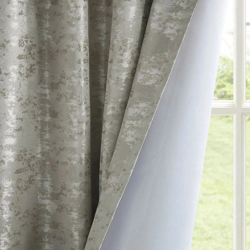 Total Blackout Curtain Panel Polyester Jacquard Lined Contemporary Grey Media 17