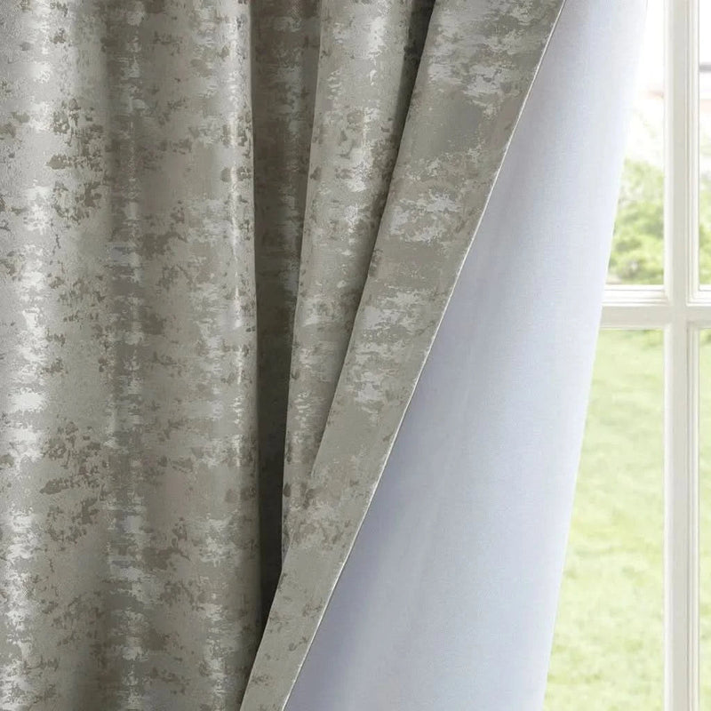 Total Blackout Curtain Panel Polyester Jacquard Lined Contemporary Grey