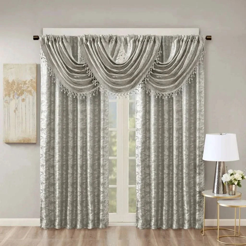 Total Blackout Curtain Panel Polyester Jacquard Lined Contemporary Grey Media 3