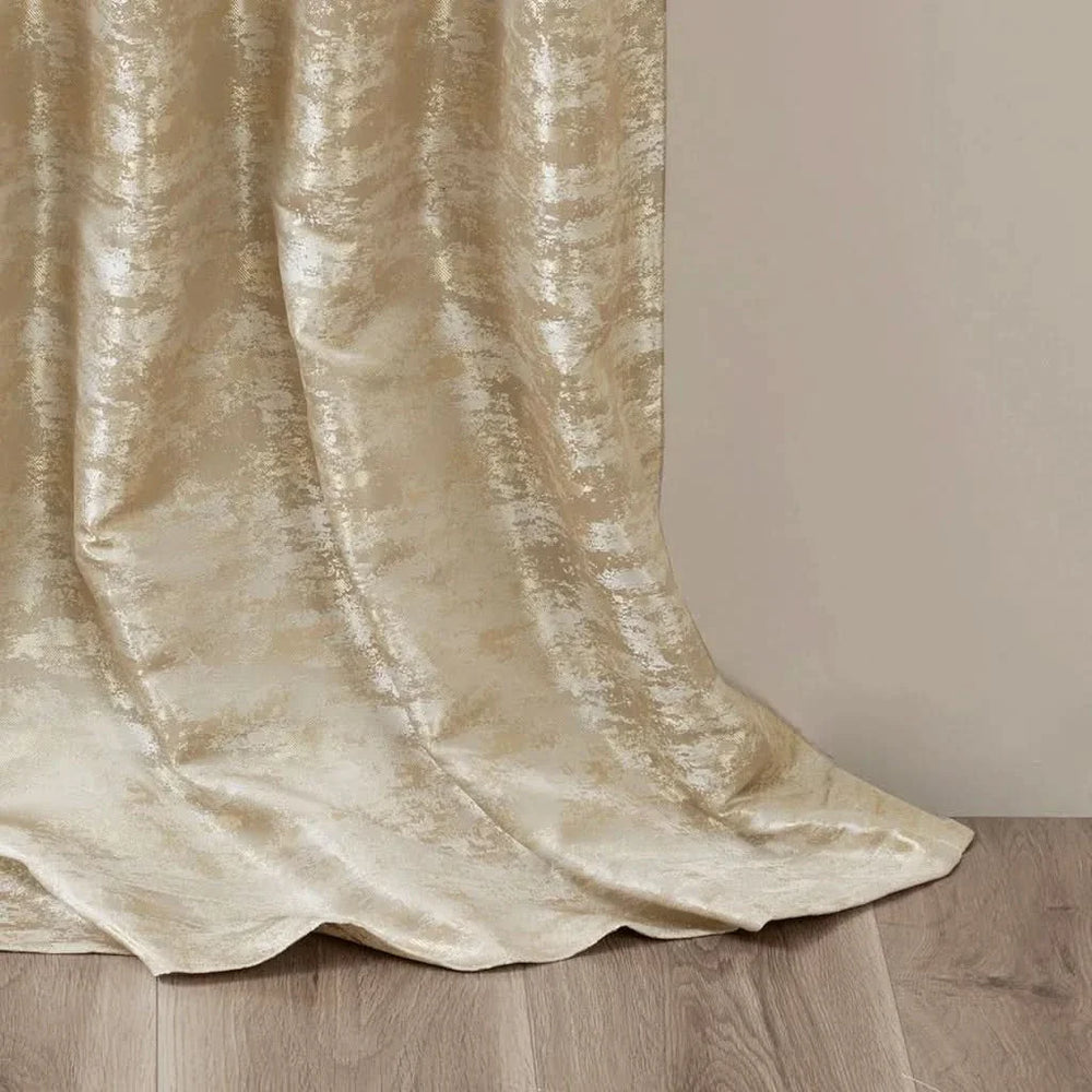 Total Blackout Curtain Panel Jacquard Lined Polyester Gold Marble Pattern Media 15