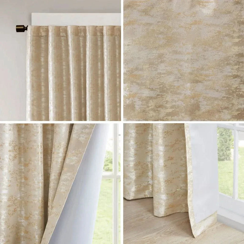 Blackout Curtain Panel Jacquard Lined Polyester Rod Pocket Back Tab
