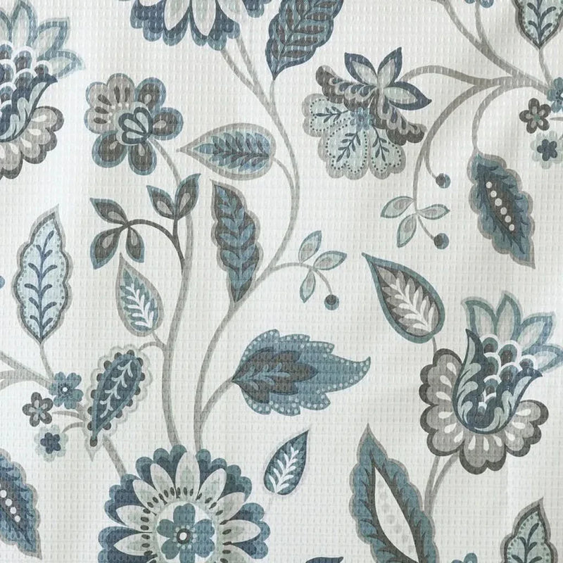 Curtain Panel Jacquard Polyester Room Darkening Aqua Floral Print