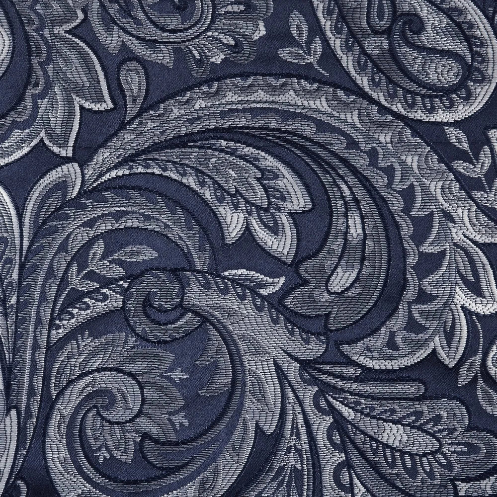 Jacquard Window Rod Pocket Valance Polyester Beaded Trim Navy 50x18 Media 4