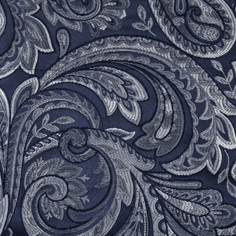 Jacquard Window Rod Pocket Valance Polyester Beaded Trim Navy 50x18