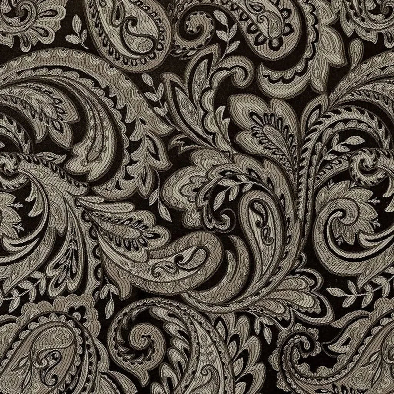 Jacquard Window Valance Polyester Paisley Design Black 50x18 Inches