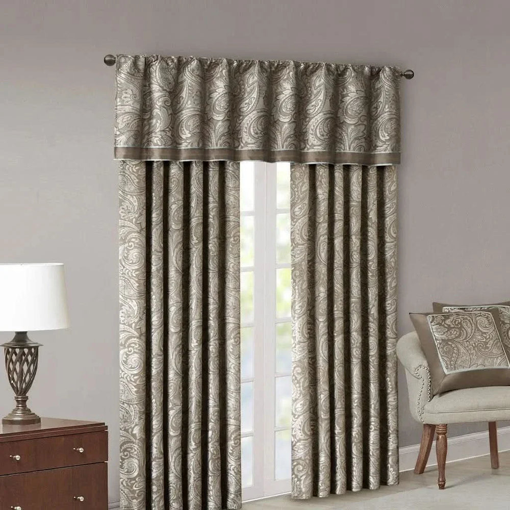Jacquard Window Valance Polyester Decorative Paisley Pattern Blue Brown Media 4