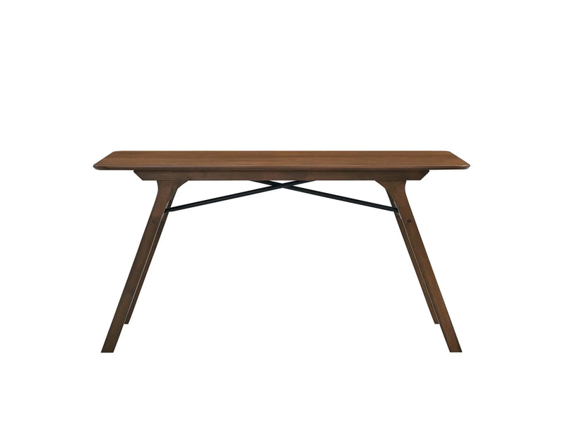 Dining Table Walnut Finish Synthetic Wood Rectangular Durable Midcentury